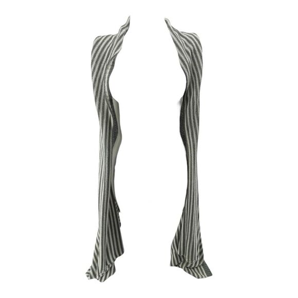 BCBGMaxazria Gray White Striped Sleeveless Open Front High Low Duster Cardigan - Picture 14 of 15